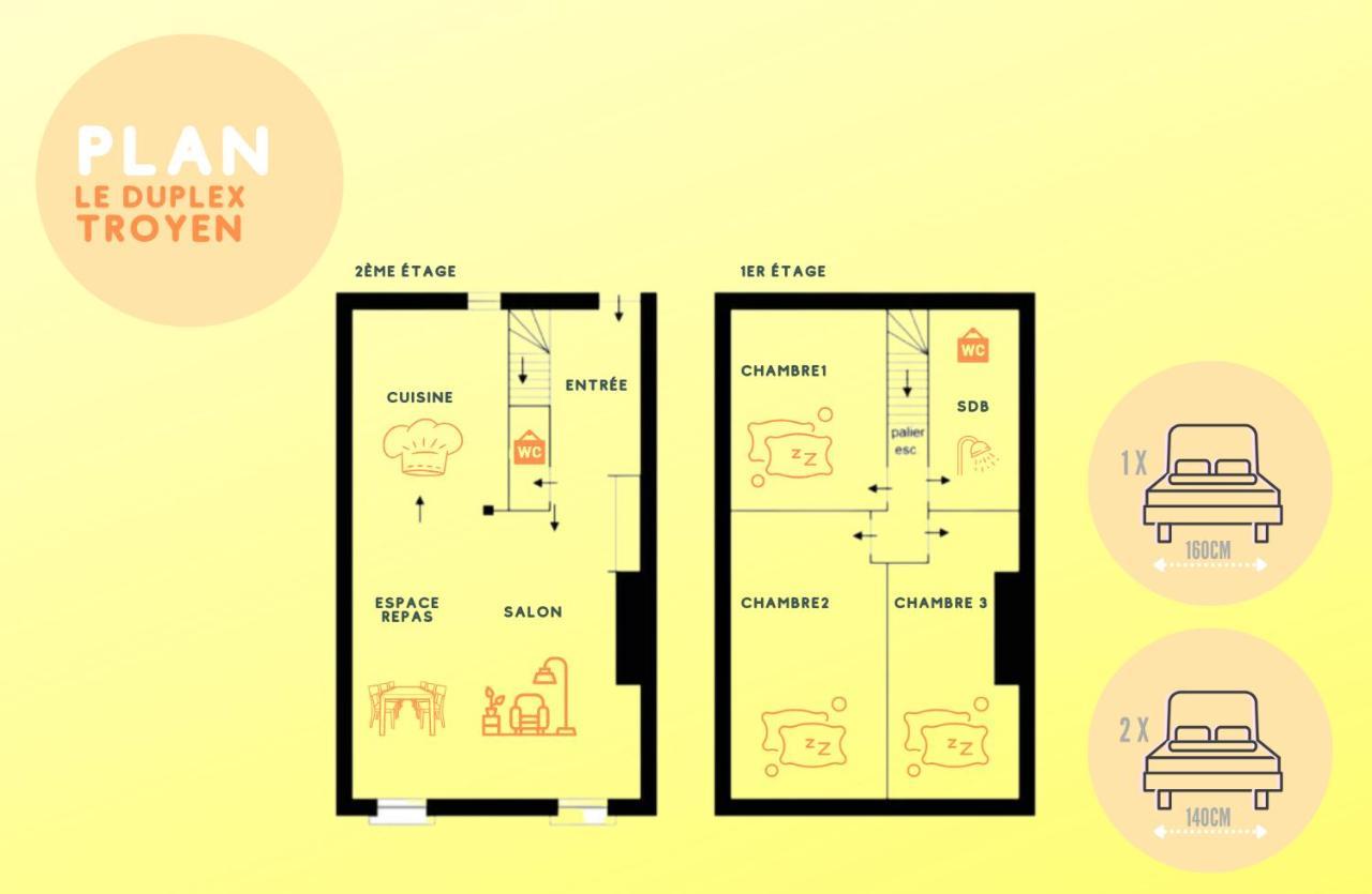Le Duplex Pasteur - 5 Min Hypercentre - Ideal Groupe - Parking Gratuit Troyes Dış mekan fotoğraf