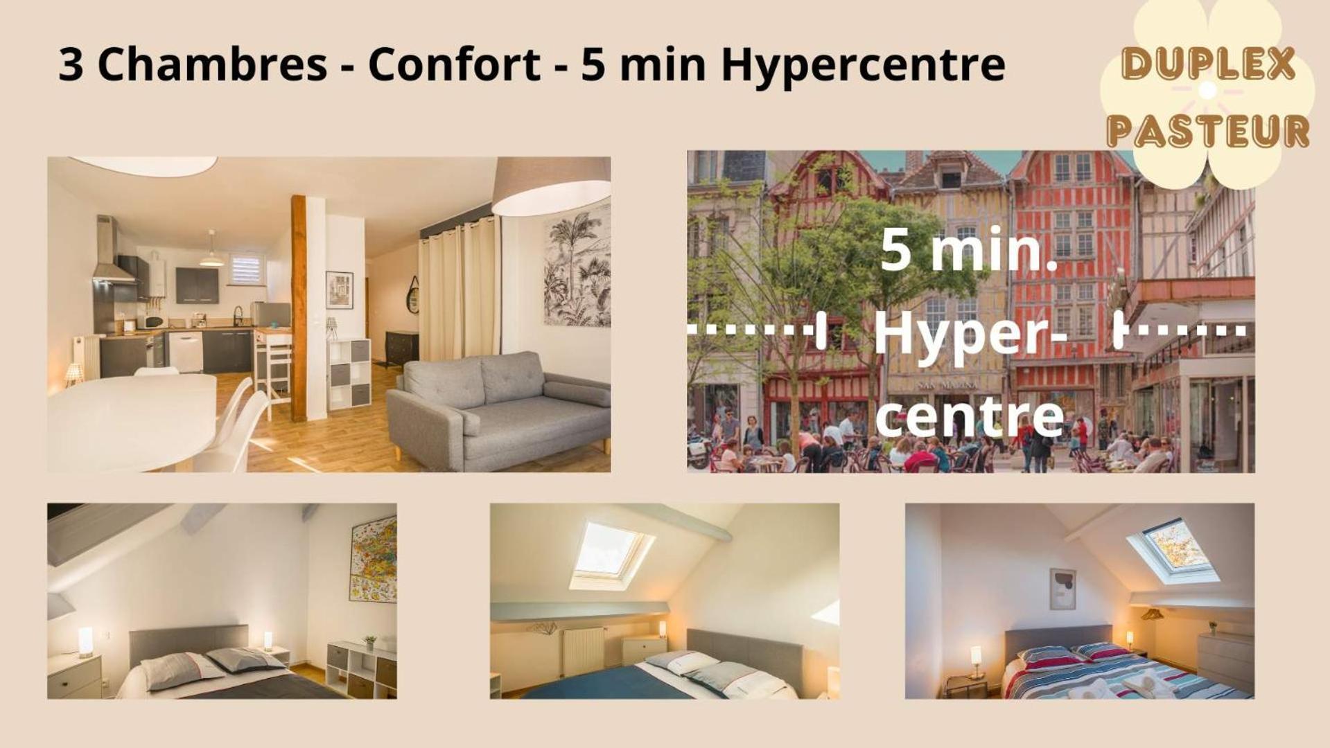 Le Duplex Pasteur - 5 Min Hypercentre - Ideal Groupe - Parking Gratuit Troyes Dış mekan fotoğraf